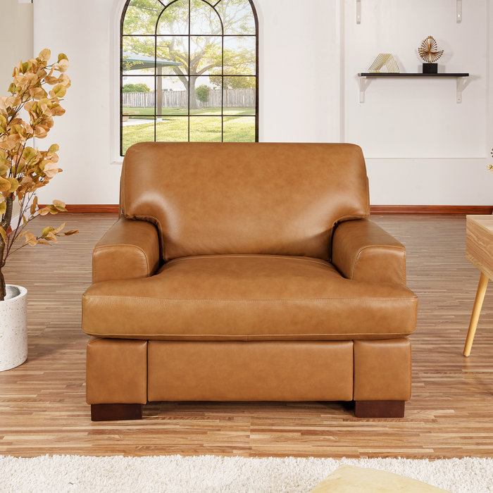 Latitude Run® Daryon Leather Club Accent Chair Luxurious Comfort